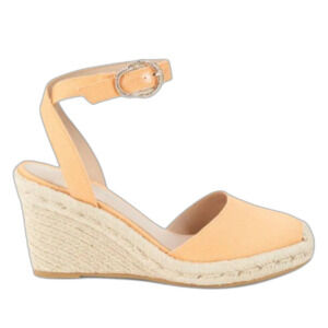 Stuart Weitzman Women's Crystal Buckle Espadrille Wedge Pumps - Mango Size 8